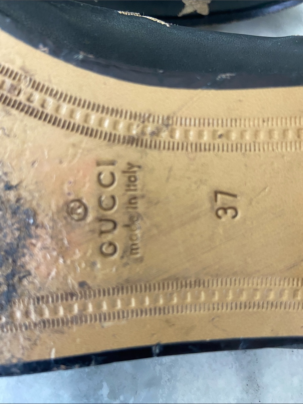 Gucci Black Leather Horsebit Loafers with Gold Embroidered Stars & Bees - Picture 8 of 9